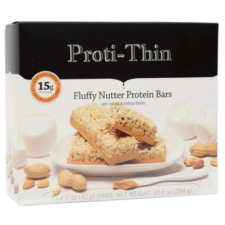 Proti-Thin - Fluffy Nutter Protein Bar - 15g Protein - Low-Carb Diet Bar - High Fiber Snack Bar - Gluten Free (Best Foods For High Fiber Diet)