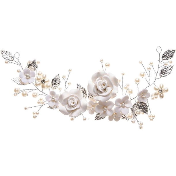 Tocado De Novia Diadema Con Flores Y Perlas Para Boda Accesorios De Pelo Elegantes Para Ceremonias Y Fiestas