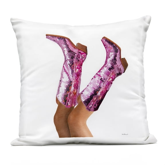Stupell Industries Pink Glam Cowgirl Boots Design by Amanda Greenwood Outdoor Printed Pillow