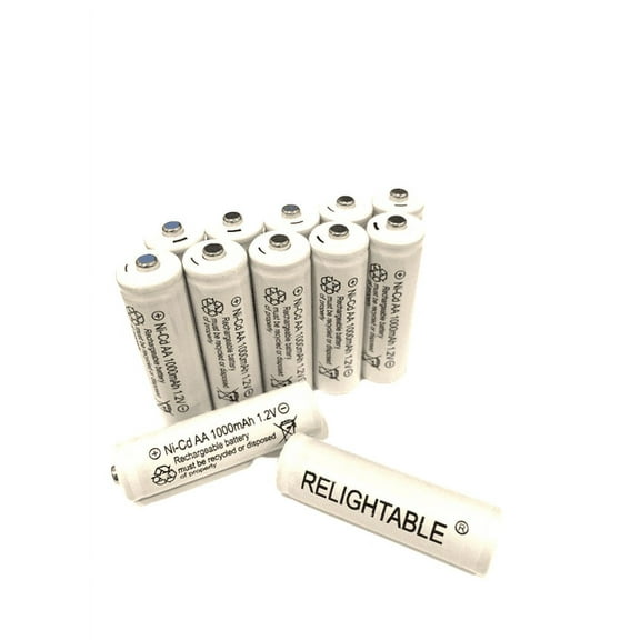 12-PCS Rechargeable NiCd AA 1000mAh 1.2V Ni-Cad Batteries Solar-Powered Light RELIGHTABLE Q12