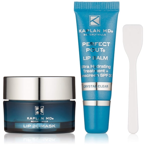 KAPLAN MD Perfect Pout Duo Mascarilla labial (0.5 oz.) y bálsamo labial 0.17 oz. - Cuidado completo antiedad para labios