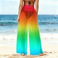 thumbnail image 6 of dazeni Swimsuit Coverup for Women See-Through Mesh High Waisted Long Pants Rainbow Colorful SwimsuitS Bikini Bottoms Cover Up Summer Wide Leg Loose Beach Trousers E X-Large, 6 of 7