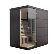 Blue Wave Sirona 4 Person Contemporary Hemlock Infrared Sauna with 8 Carbon Heaters, Mahogany & Clear