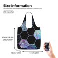 thumbnail image 2 of Geometric Hexagon Modern Black Blue Foldable Reusable Shopping Bag Large Capacity Tote Handbag Storage Pouch for Travel Work, 2 of 6