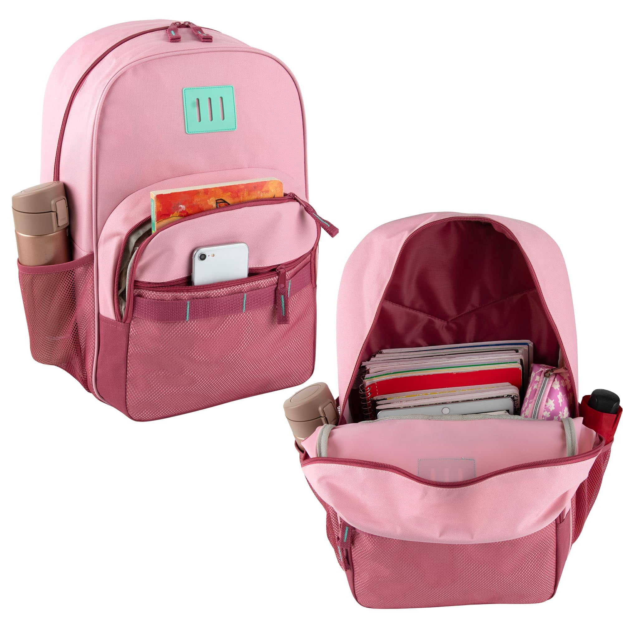 12 Pack of Multi Mesh Pocket Backpacks Containing 45 Piece Stationary Supply Kits with Pens, Pencils, Erasers, Notebooks and More in Pastel Colors Pack
