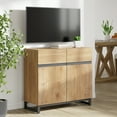 thumbnail image 3 of Wampat 31.5" Sideboard Buffet Cabinets, Modern Sideboard with Adjustable Shelf & Metal Base, Coffee Bar Cabinet Storage Cabinet for Living Room, Oak, 3 of 9