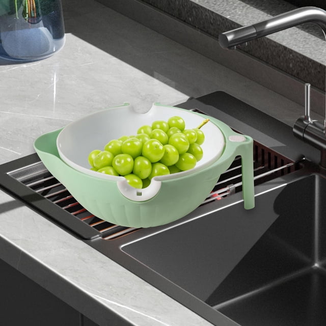 Cesta para lavar verduras Macarena colador de alimentos 2 capas verde