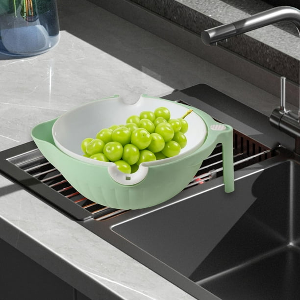 Cesta para lavar verduras Macarena colador de alimentos 2 capas verde