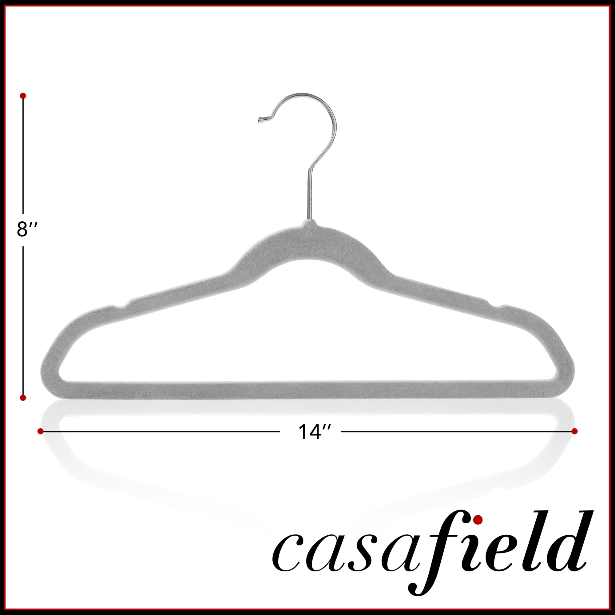 Casafield 100 Velvet Kid's Hangers for Children's Clothes, 14" - Gray