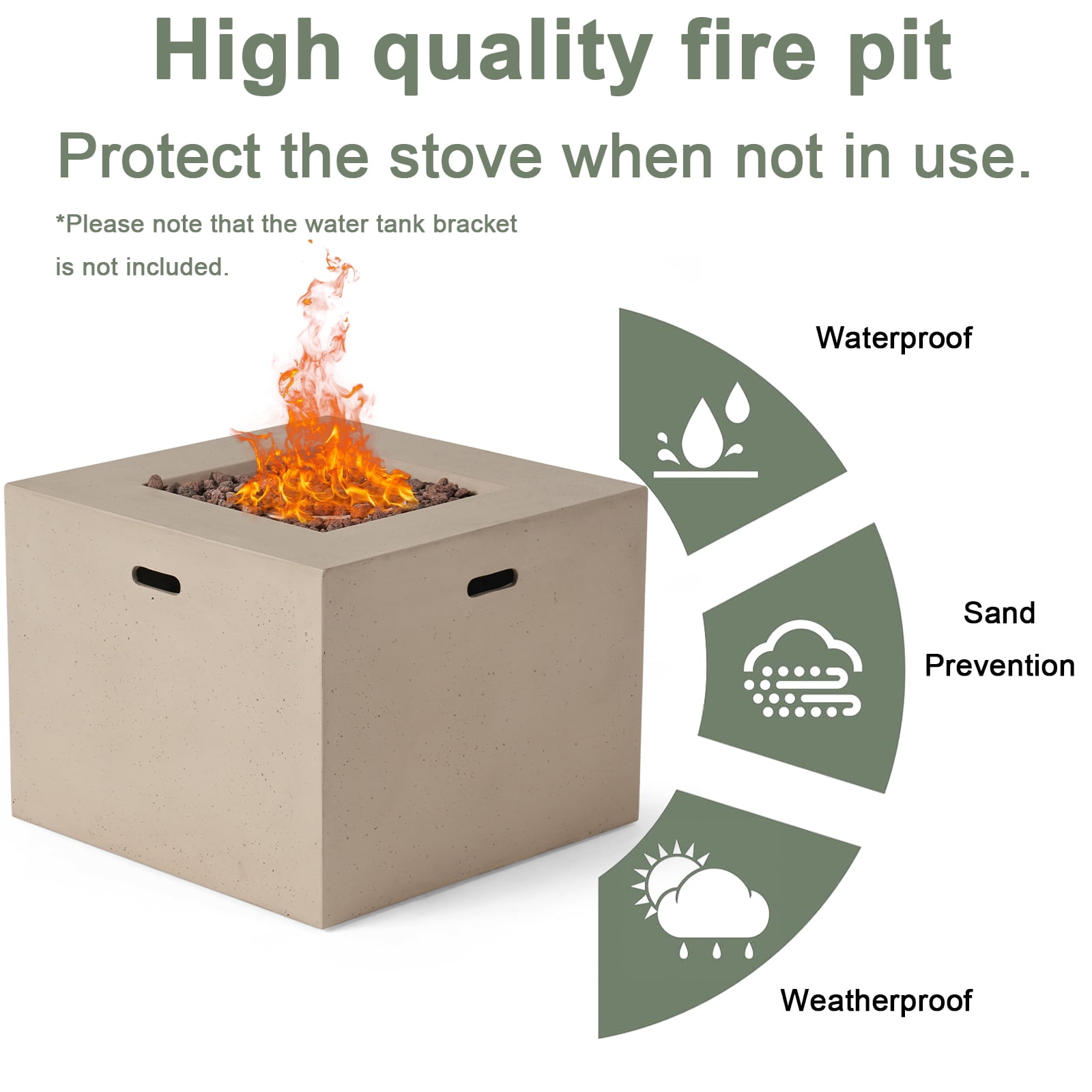 HZWDD 31" Propane Outdoor Fire Pit Table, Square Propane Gas Patio Fire Table 40000 BTU for Deck, Backyard and Pool