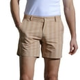 thumbnail image 2 of MIUOWANP Men's Cotton Casual Shorts with Pocket Striped Print Button Waist Shorts Pants Size M(6)Khaki, 2 of 4