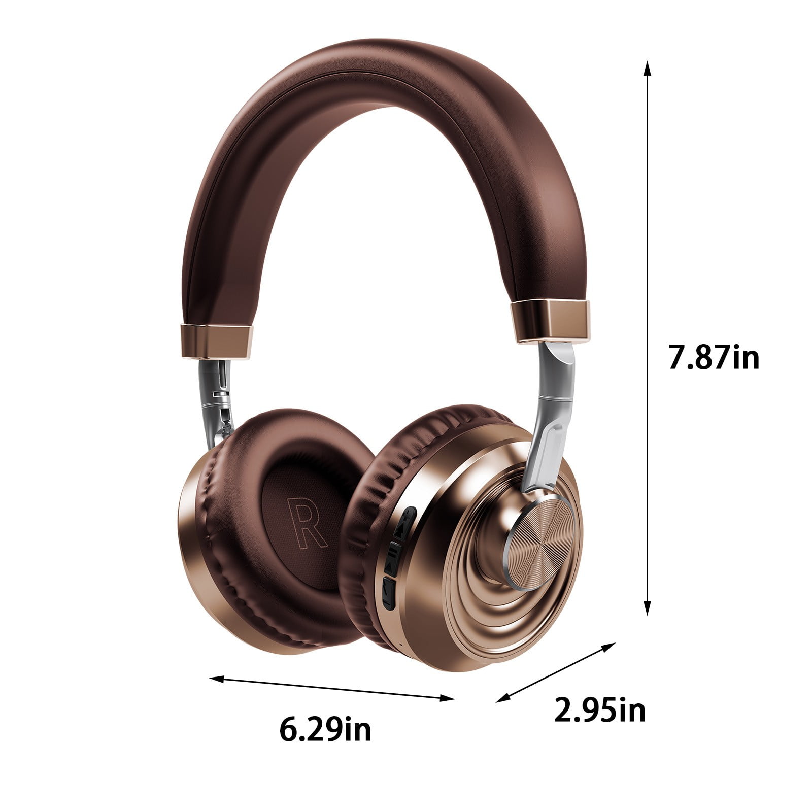 Bluetooth Wireless Headset with Mic for Work, Bluetooth 5.3, Advanced Noise Reduction Microphone, Clear Calls - Comfortable Over-Ear Headphones for PC, Laptop, iPhone, Android, Zoom, Office,Gold
