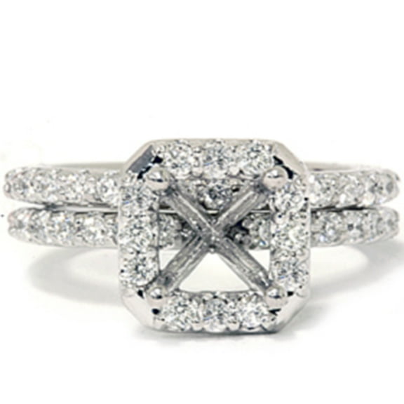 Pompeii 3/4ct Pave Halo Diamond Ring Set 14K White Gold (G/H,I1)