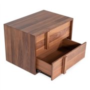 Limari Home Berlin Modern Veneer and Solid Wood Bedroom Nightstand in Walnut
