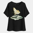 thumbnail image 4 of Kayannuo T-shirts Womens Women's Fashion Print Tees Casual Crew Neck Raglan Short Sleeve Loose T Shirt Linen Tops Blouses Black XXL, 4 of 7