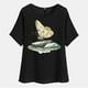 thumbnail image 4 of Vestidos Casuales Para Mujer, Blusas De Mujer De Moda Camisetas estampadas de moda para mujer, blusas casuales de lino holgadas de manga corta con cuello redondo y raglán, 4 of 7