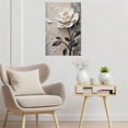 thumbnail image 3 of "White Peony" Canvas Wall Art, Impasto Floral Framed Decor, Modern Abstract Flower Artwork for Bedroom Living Room, Neutral Minimalist Home Decor Ready to Hang 12"x18", 3 of 5
