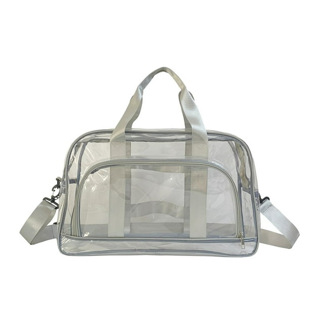 Bolsa de viaje de vinilo transparente de gran capacidad (29 L), tipo tote transparente para estadios, ideal para deportes, gimnasio, playa, piscina y conciertos. Medidas: 50 x 32 x 18 cm.