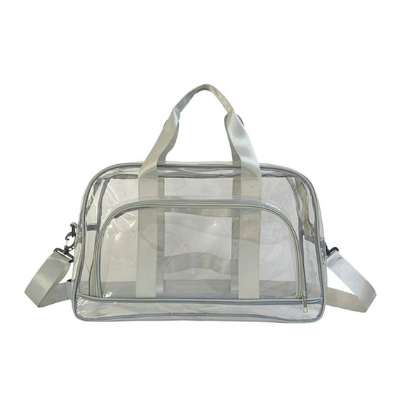 Transparent Short Travel Bag, Sports Gym Bag Large Capacity Hand Luggage Swimming Bag Messenger Bag,Clear Vinyl Beach Bag, Ball Game Concert Clear Tote Shoulde