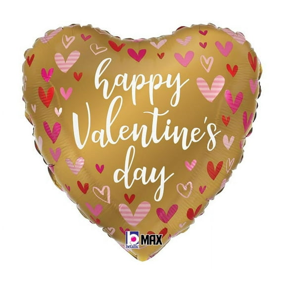 18 inch Gold Valentine Hearts Betallic Foil Mylar Balloon - Party Supplies Decorations