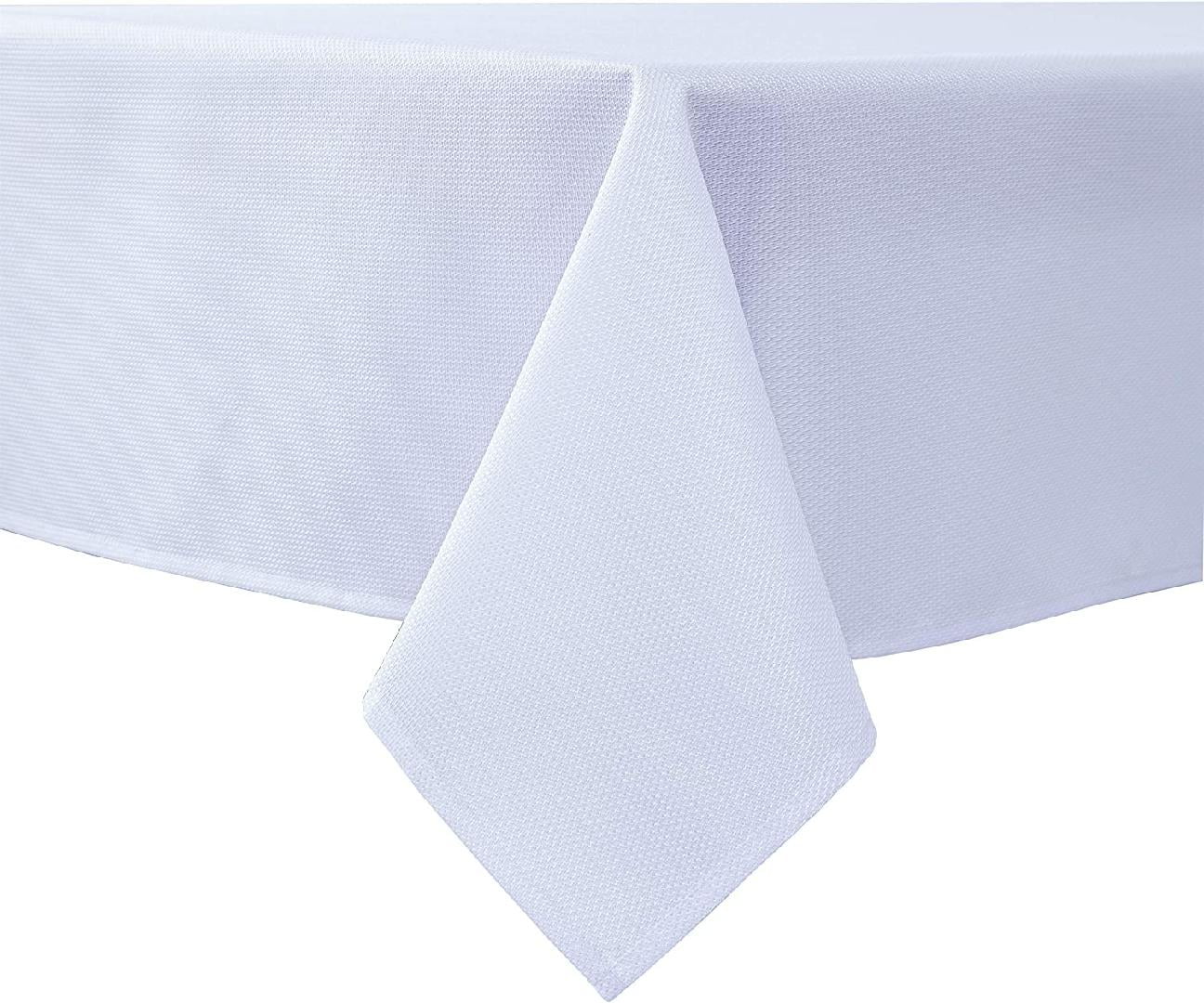 Textured Fabric Tablecloths 90 X 156 Inches Rectangular, White Water