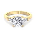 thumbnail image 2 of Orlando - Moissanite Cushion Cut Lab Diamond Engagement Ring With Tapered Baguette Sidestones, 2 of 5