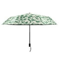 thumbnail image 2 of Vintage Green Leaves Compact Sun Umbrella Windproof Travel Umbrellas for Rain Strong Portable UV Protection, 2 of 8