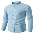 thumbnail image 3 of PENGXIANG Classic Buttoned Henley Shirt for Men with Retro Cotton Linen Fabric, 3 of 8