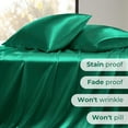 thumbnail image 5 of Seasonwood Satin Sheets,Full Size Silky Sheet Set,4 Pieces,Green, 5 of 7
