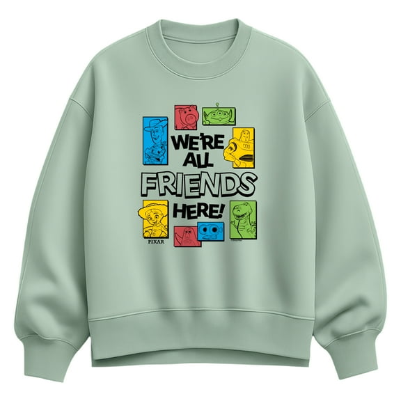 Disney - Were All Friends Here - Ladies Oversized Fleece Crew Sweatshirt