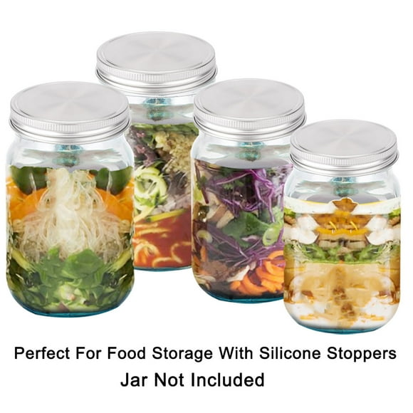 Unique Bargains 6pcs Stainless Steel Wide Mouth for Mason Jar Lids Canning Jars Top Food Storage