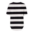 thumbnail image 4 of Camiseta de manga corta con botones y cuello redondo para mujer, camiseta Sexy de verano a la moda, pantalones cortos estampados a rayas con bolsillo y cintura elástica Pompotops ulkah937181, 4 of 5