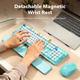 thumbnail image 6 of Wireless Keyboard and Mouse Combo, Retro Round Keycaps, Full Size with Detachable Wrist Rest, 2.4G for PC Mac Windows, Dark Blue, 6 of 9