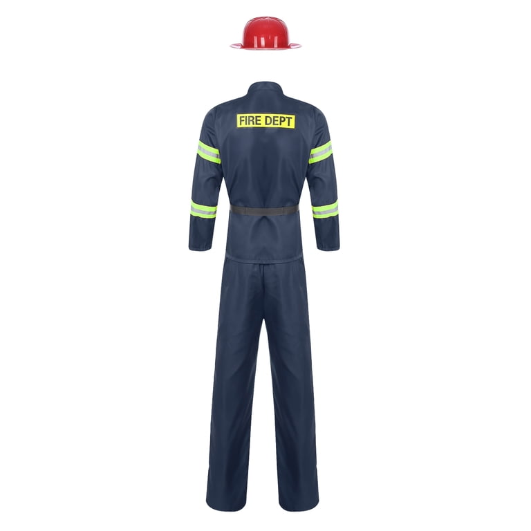 Mufeng Mens Firefighter Dress Up Costume 4-piece Suit Long Sleeve Jacket  with Pants and Belt Helmet Navy Blue 160 - Walmart.com