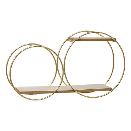

1Pc Iron Art Storage Rack Round Wall-Mounted Shelf Home Decoration (Golden)