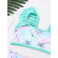 thumbnail image 5 of TiaoBug Little Girls Summer Mermaid Swimwear Fish Scales Tankini Swimsuit Ruffle Flower Sleeve Crop Top with Briefs Pegasus Silver 12, 5 of 7
