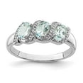 thumbnail image 6 of 925 Sterling Silver Rhodium Aquamarine and Diamond Ring Size 6, 6 of 6