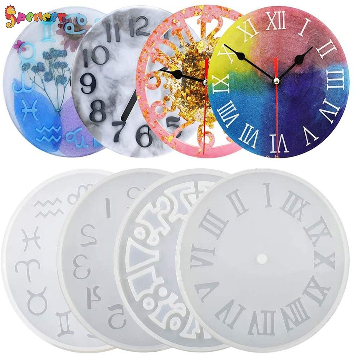 Spencer 1PC Silicone Clock Epoxy Resin Mold Roman Numerals Constellation  DIY Making Casting Tool Mould Handmade Craft