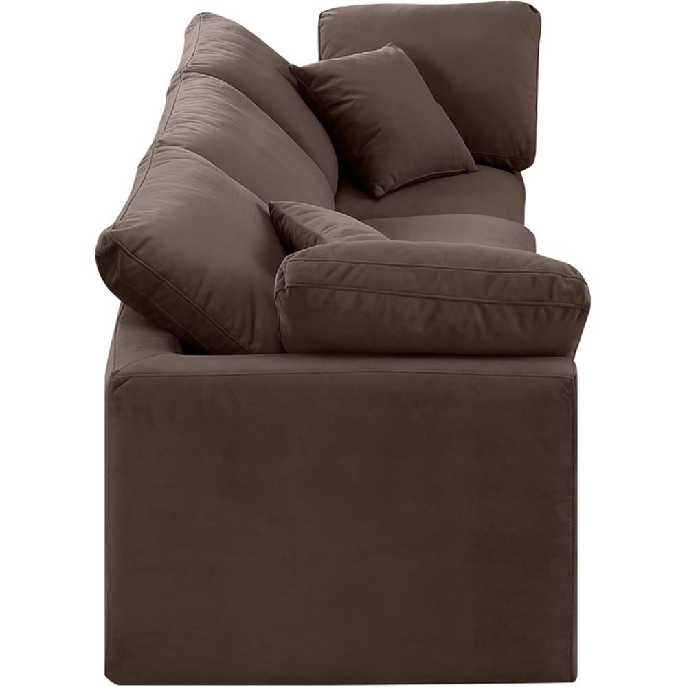 Meridian Furniture Indulge 94" Contemporary Velvet Modular Sofa in Brown