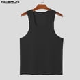 thumbnail image 5 of INCERUN Tops 2024 estilo americano para hombre, moda con textura, chalecos con cuello cuadrado hueco, camiseta sin mangas de color liso informal de verano para hombre S-5XL, 5 of 5