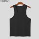 thumbnail image 5 of INCERUN Tops 2024 estilo americano para hombre, moda con textura, chalecos con cuello cuadrado hueco, camiseta sin mangas de color liso informal de verano para hombre S-5XL, 5 of 5