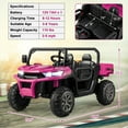 thumbnail image 2 of Gymax 12V 2 Seater Ride On UTV Dump Truck Remote w/ Electric Dump Bed & Shovel Pink, 2 of 10