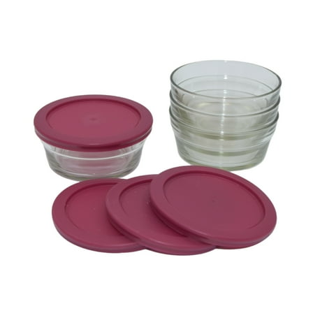 Smart Home Nesting 8 Ounce Glass Bowl Set with Lids, Set of 4