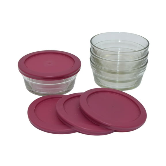 Smart Home Nesting 8 Ounce Glass Bowl Set with Lids, Set of 4