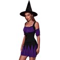 thumbnail image 1 of Lucakuins Disfraz de bruja de Halloween para mujer, vestido de manga corta de lujo, conjunto de sombrero de bruja, trajes de cosplay Lucakuins  moda, 1 of 8