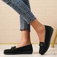 thumbnail image 4 of Mocassins à Talon Compensé Bas pour Femmes, à Enfiler, Penny Loafers, Doux, Décontractés, en Suède, d'Automne, Habillés, Oxfords, Flats, Chaussures pour Dames, 4 of 6