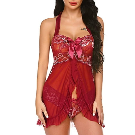 

Lingerie For Women Lace V-Neck Gauze See Through Nightgowns