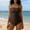 Swimwear-751Brown, variant on Xdegoge Womens Tankini Swimsuits 2 Piece Square Neck Adjustable Straps Modest Tummy Control Bathing Suits Athletic Swimming Beachwear Summer Holiday