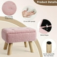 thumbnail image 3 of Storage Ottoman, Small Foot Stool Ottoman with Storage, Boucle Teddy Velvet Foot Rest with Padded Seat, Sturdy Wood Legs Stool for Living Room, Bedroom, Couch, Enterway (Pink), 3 of 14