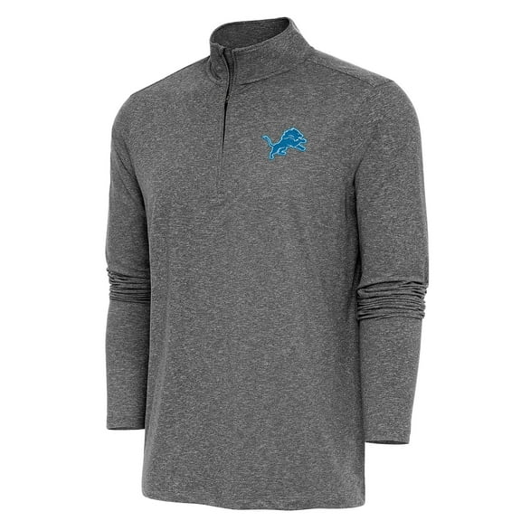 Men's Antigua  Heather Black Detroit Lions Hunk Quarter-Zip Pullover Top